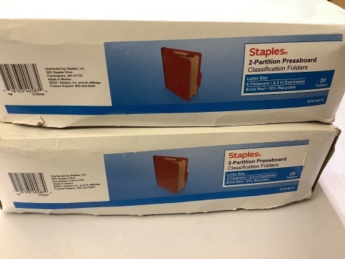 Staples 2 Partition Pressboard Classification folders 20 folders (2 Boxes) - Lot 183