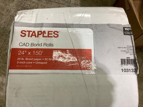 Staples CAD Bond Rolls 24"X150 2 inch core  - Lot 188