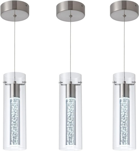 votag 3-Pack Modern Pendant Lighting Satin Nickel,24W Light Chandelier with LED Bulb, Updated Housing and Bubble Kitchen Light for Kitchen,Dining Room,Living Room,Corridor and Restaurant - Lot 197