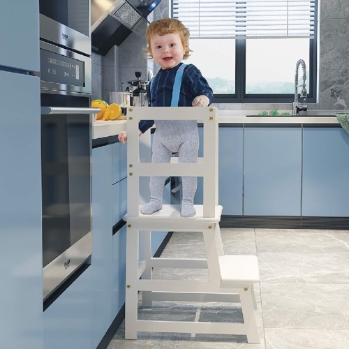 Popin Lover Kitchen Step Stool for Kids and Toddlers with Safety Rail, Kids Step Stool Standing Tower Learning Stool for Bathroom& Kitchen 18"D x 18"W x 34.8"H - Lot 200