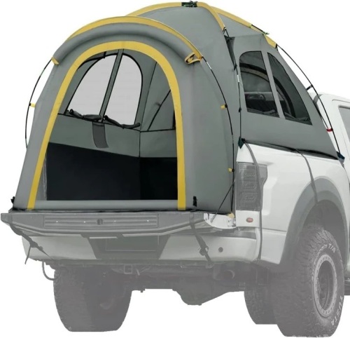 QUICTENT PICKUP TRUCK TENT FOR FULL SIZE SHORT BED (5.5'-5.8'), WATERPROOF PU2000MM 2-PERSON SLEEPING CAPACITY TRUCK BED TENT WITH REMOVABLE AWNING, RAINFLY ＆ STORAGE BAG INCLUDED (GREEN&YELLOW) - Lot 207
