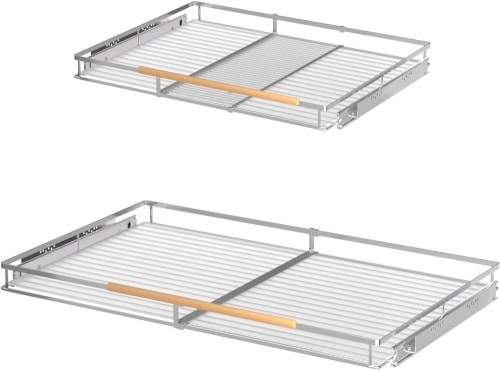 SOFRON Expandable Pull Out Drawer Cabinet Organizers, Heavy Duty Slide Out Storage Shelf for Home Kitchen Pantry Cupboard Pots Pans, Adjustable Width from 12.1"~18.4", Stainless Steel 2 Pack - Lot 214