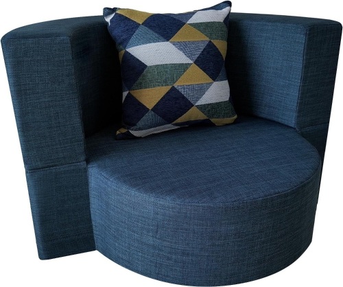 Nigoone 36" W Folding Round Chair with Pillow Memory Foam Lazy Sofa Futon Couch for Small Living Room Bedroom Convertible Chair Floor Couch,Washable Linen Cover,Dark Blue - Lot 216