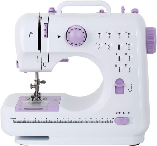 Portable Sewing Machine Mini Electric Household Crafting Mending Sewing Machines Multi-Purpose 12 Built-in Stitches with Foot Pedal for Home Sewing, Beginners, Kids (Purple) - Lot 117