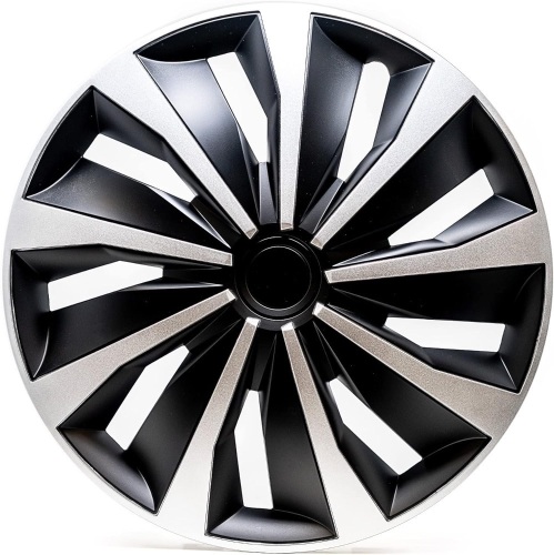Alpena - Action Wheel Covers, Premium European-Made Rim Covers with 3-Step Retention System, Durable 16 Inch Hubcaps Set of 4, Fits Most Steel Wheels, Silver & Black - Lot 146