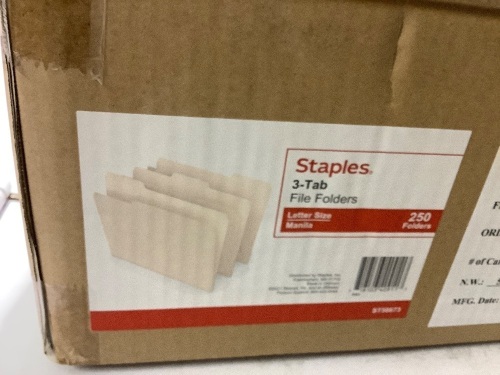 Staples 3 Tab file folders 250 folders - Lot 175