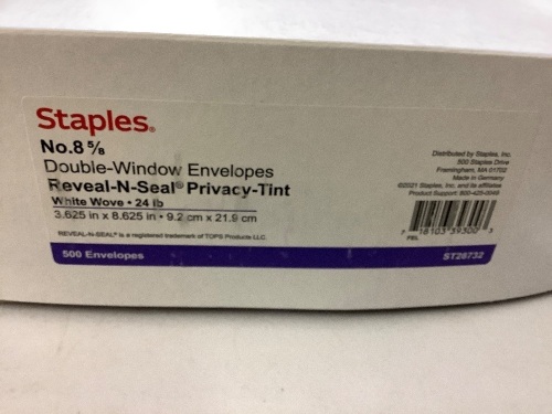 Staples 8 5/8 Double Window envelopes 2 Partition pressboard  classification folders - Lot 179