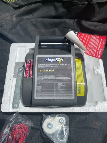 Mega Flint 12V Dual Direction Electric Trailer Winch 6000 lbs Pulling Capacity - Lot 224