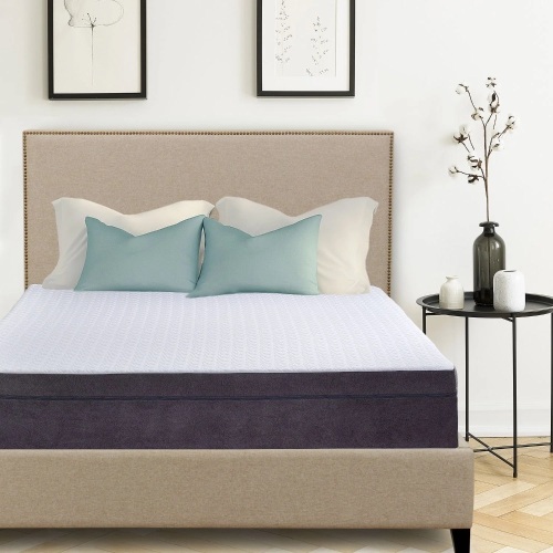 Madison Upholstered Platform Bed, 50" Tall Headboard - Beige Fabric - Lot 277