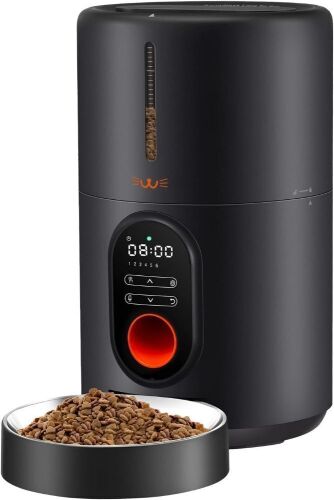 Tetsbo Automatic Cat Food Dispenser, Automatic Cat Feeders with Freshness Preservation, Timed Cat Feeder for Dry Food,Up to 6 Meals Per Day,Timed Pet Feeder for Cats/Dogs (Black) - Lot 4713