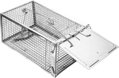 SZHLUX Rat Trap,Mouse Traps Work for Indoor and Outdoor,Small Rodent Animal-Mice Voles Hamsters Cage,Catch and Release(Medium), Silver (SZ-SL3616D) - Lot 4721