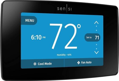Sensi Touch Smart Thermostat by Emerson with Touchscreen Color Display, Programmable, Wi-Fi, Mobile App, Easy DIY, Data Privacy, Works Alexa, Energy Star Certified, ST75 - Black, C-Wire Required - Lot 4743