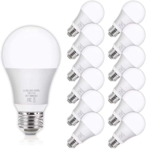 12Pack A19 LED Light Bulbs, 100 Watt Equivalent LED Bulbs, 2700K Warm White, No Flicker E26 Edison Medium Screw Base Bulbs, 1100Lumens, Non Dimmable1 - Lot 4751