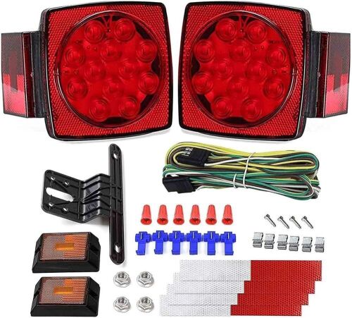 Cyfie 12V LED Trailer Light Kit DOT Certified, Utility Trailer Lights for Boat Submersible Truck RV Car Brake Stop Turn Tail Light with Wire Harness Wiring Waterproof Super Bright Under 80 Inch - Lot 4760