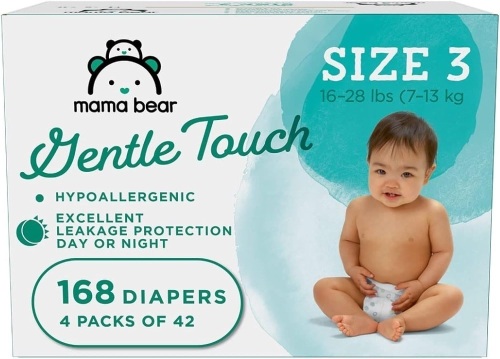Mama Bear Gentle Touch Diapers - Size 3 (168 Count, 4 packs of 42) - Lot 4775