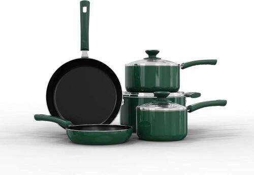 SUNHOUSE - Multifunction 8-Pieces Nonstick Kitchen Cookware Sets with Warp Preventing Base - Pots and Pans Set, PFOA-free, Oven Safe to 350°F - Cooking Set with PFAS-free and Lead-free - Lot 4788