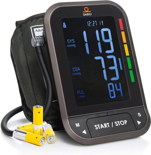 Dario Blood Pressure Monitor for Home Use Automatic Machine, LED Backlit Display, Large Adjustable Arm Cuff (8.75-16.5in) Smart Bluetooth App & Carry Case - Lot 4792