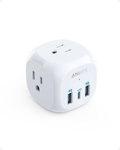 Anker USB C Outlet Extender, 321 Outlet Extender With 3 Outlets and 20W USB C Charging for iPhone 15/15 Plus/15 Pro/15 Pro Max, Power Delivery Charging for School, Home,Office,Cruise Travel,TUV Listed - Lot 4793