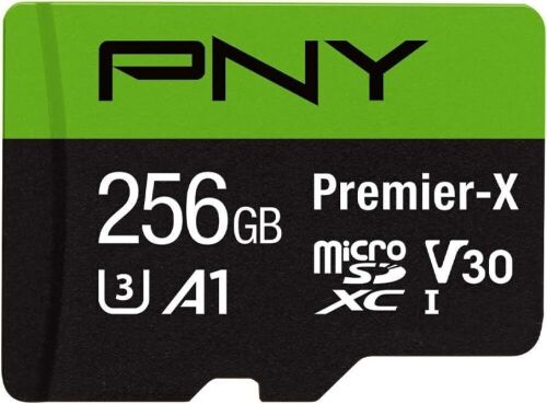PNY 256GB Premier-X Class 10 U3 V30 microSDXC Flash Memory Card - 100MB/s, 10, U3, V30, A1, 4K UHD, Full HD, UHS-I, micro SD - Lot 4855