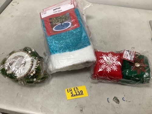 Assortment of Christmas Tree Skirts & Ornaments - Lot 5159