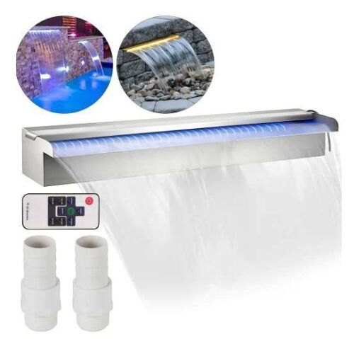 VEVOR 35 x 3.2 x 8.1 in. Fountain Spillway with 17 Colors Led Pool Water Fall Kit with Remote  - Lot 226