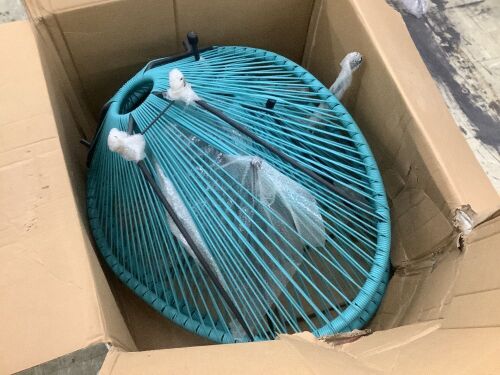 3-Piece All-Weather Patio Acapulco Bistro Set w/ Rope - Glass Table Top Broken  - Lot 429