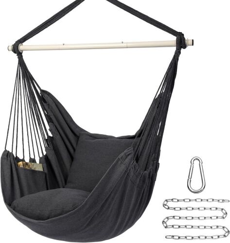Y- STOP Hanging Rope Swing Chair, Dark Grey  - Lot 453