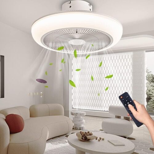 NFOD 18in Enclosed Low Profile Bladeless Ceiling Fan with Light - Lot 499
