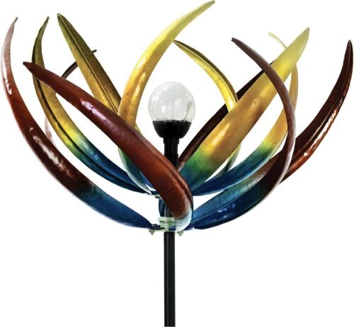 Bits and Pieces 74" Multi-Color Tulip Wind Spinner with Solar Glass Ball  - Lot 593