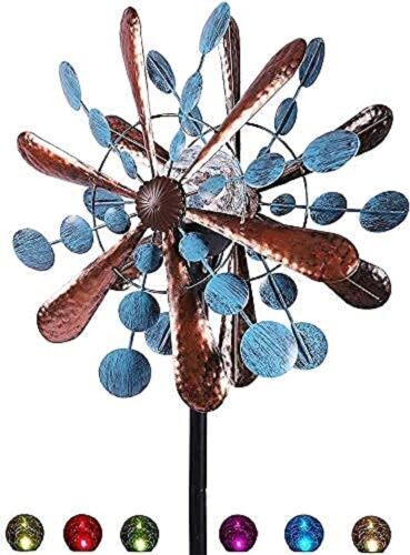 NUENUN Multi-Color Seasonal LED Lighting Solar Powered Glass Ball with Kinetic Wind Spinner - Lot 608