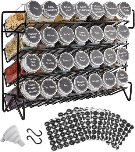Vtopmart 4-Tier Spice Rack Organizer for Cabinet with 28 Empty Spice Jars  - Lot 611