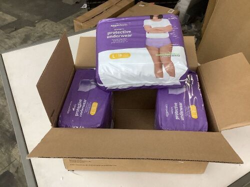 Case of (3) Amazon Basics Women's Protective Underwear Size Large 18 Pack - Lot 616