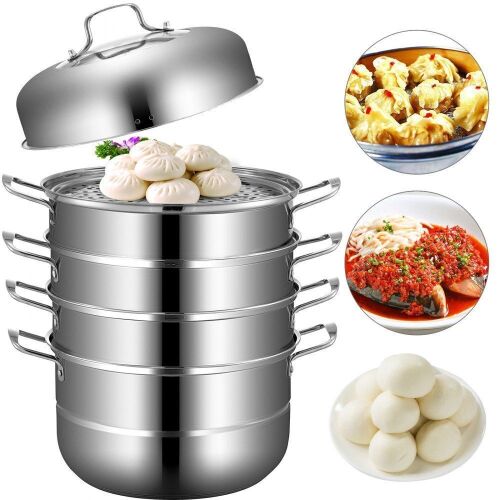 VEVOR 5-Tier Stainless Steel Steamer, 11'' Multi-Layer Cookware Pot with Handles on Both Sides - Lot 628