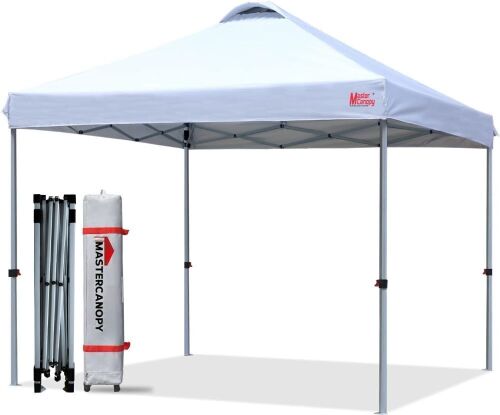MASTERCANOPY Durable Ez Pop-up Canopy Tent with Roller Bag 6.6' x 6.6'  - Lot 720