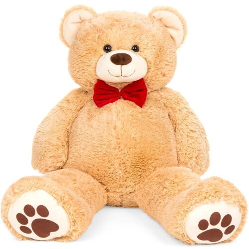 Giant Plush Teddy Bear Stuffed Animal w/ Bow Tie, Paw Prints - 38in  - Lot 372