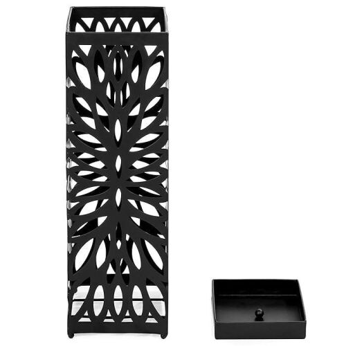 Modern Square Metal Entryway Umbrella Storage Stand w/Drain Tray - Lot 412