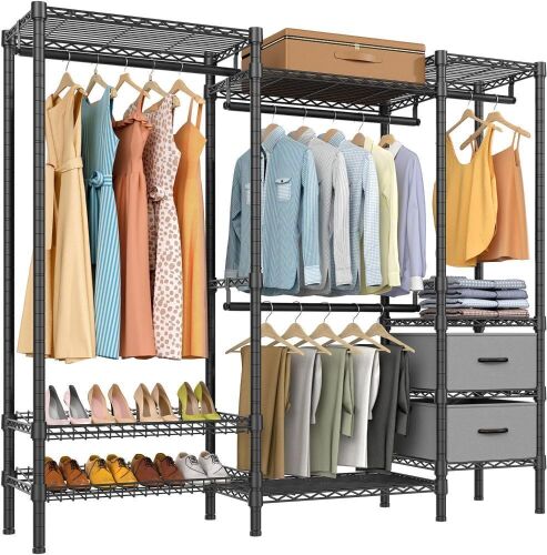 VIPEK V8 Wire Garment Rack with Adjustable Shelf, 2 Storage Drawers, 2-Tier Shoes Rack - Lot 196