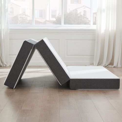 Molblly 6 inch Memory Form Portable Trifold Mattress Topper with Washable Cover, Non-Slip Bottom, Queen  - Lot 197