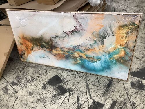 Framed Abstract Canvas Wall Art - Damaged Frame - Lot 199