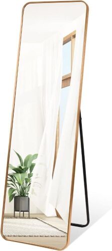 PHAREGE Gold Full Length Mirror with Stand, 60x18 inch - Lot 214