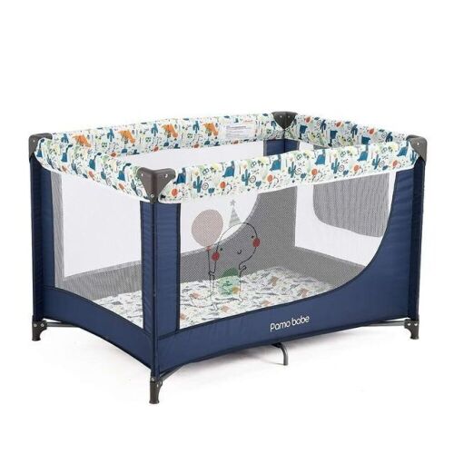 Pamo Babe Portable Enclosed Baby Playpen with Mattress and Carry Bag, Blue - Lot 250