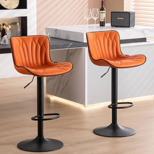 Younike Orange Swivel Barstools with Back, Set of 2  - Lot 285