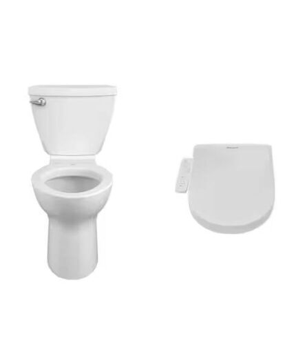 American Standard Advanced Clean 1.0 SpaLet Bidet Seat with Cadet 3-Right Height Elongated 1.28 GPF Toilet in White - Lot 20