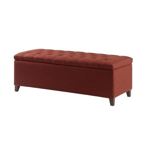 Madison Park Selah Tufted Top Storage Bench, Rust Red  - Lot 49