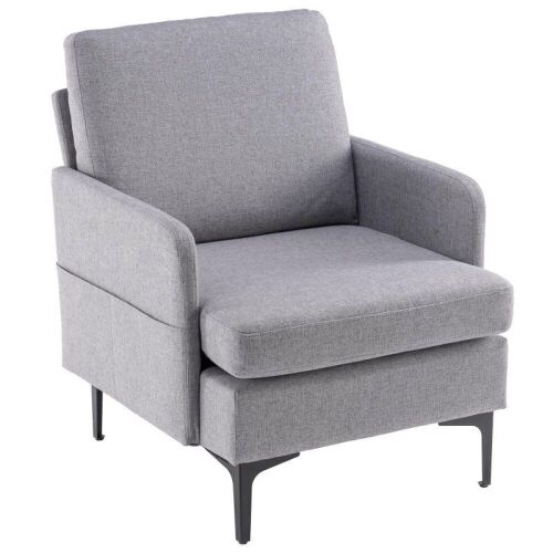 Modern Accent Fabric Arm Chair, Light Gray  - Lot 73