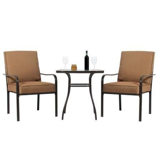 Outdoor Patio Bistro Set W/ Glass Top Table - Lot 75