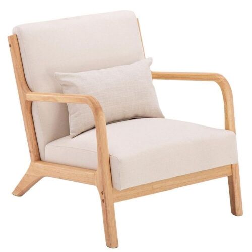 Mid-Century Accent Fabric Chair, Beige - Lot 40