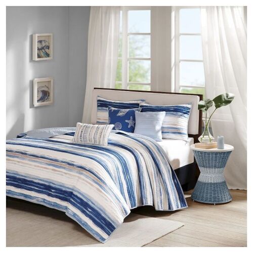Madison Park 6pc Fairbanks Quilted Microfiber Coverlet Set, Full/Queen  - Lot 168