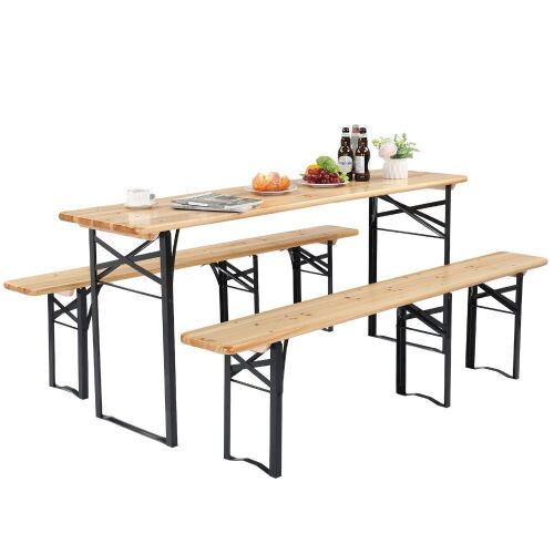 VINGLI 3 PCS Wooden Folding Picnic Tables with Benches  - Lot 69
