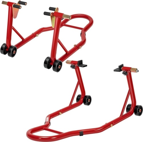 SPECSTAR Universal Motorcycle Stands, 880 Lbs Capacity Front Rear Wheels Lift Combo Heavy Duty Paddock Stands for BMW Suzuki Yamaha Honda Kawasaki, Red - Lot 81